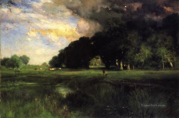  Approaching Oil Painting - Approaching Storm landscape Thomas Moran river